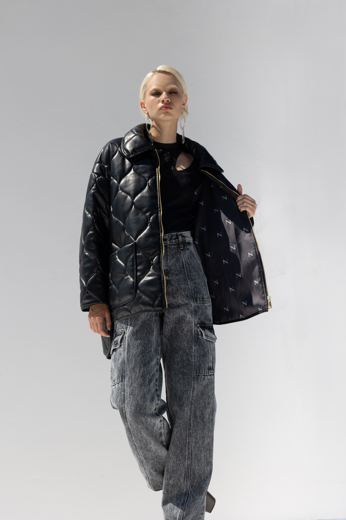 Mallory the Label Matilda Black Leather Puffer Jacket