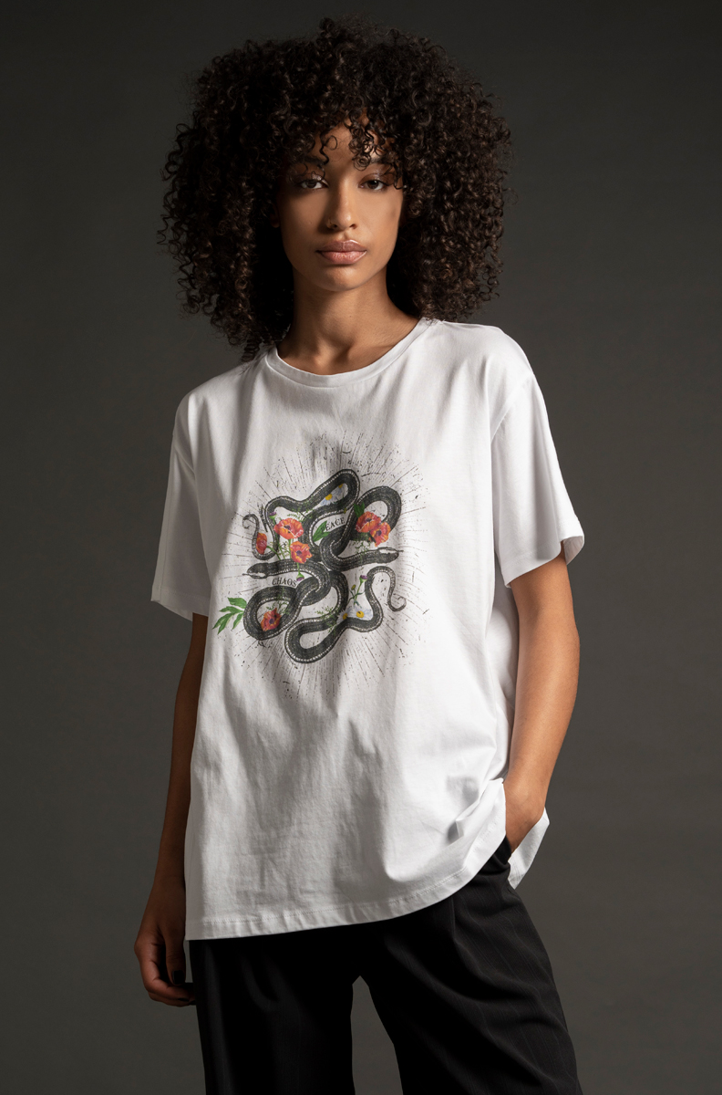 Peace & Chaos Cues double top- cotton & mesh