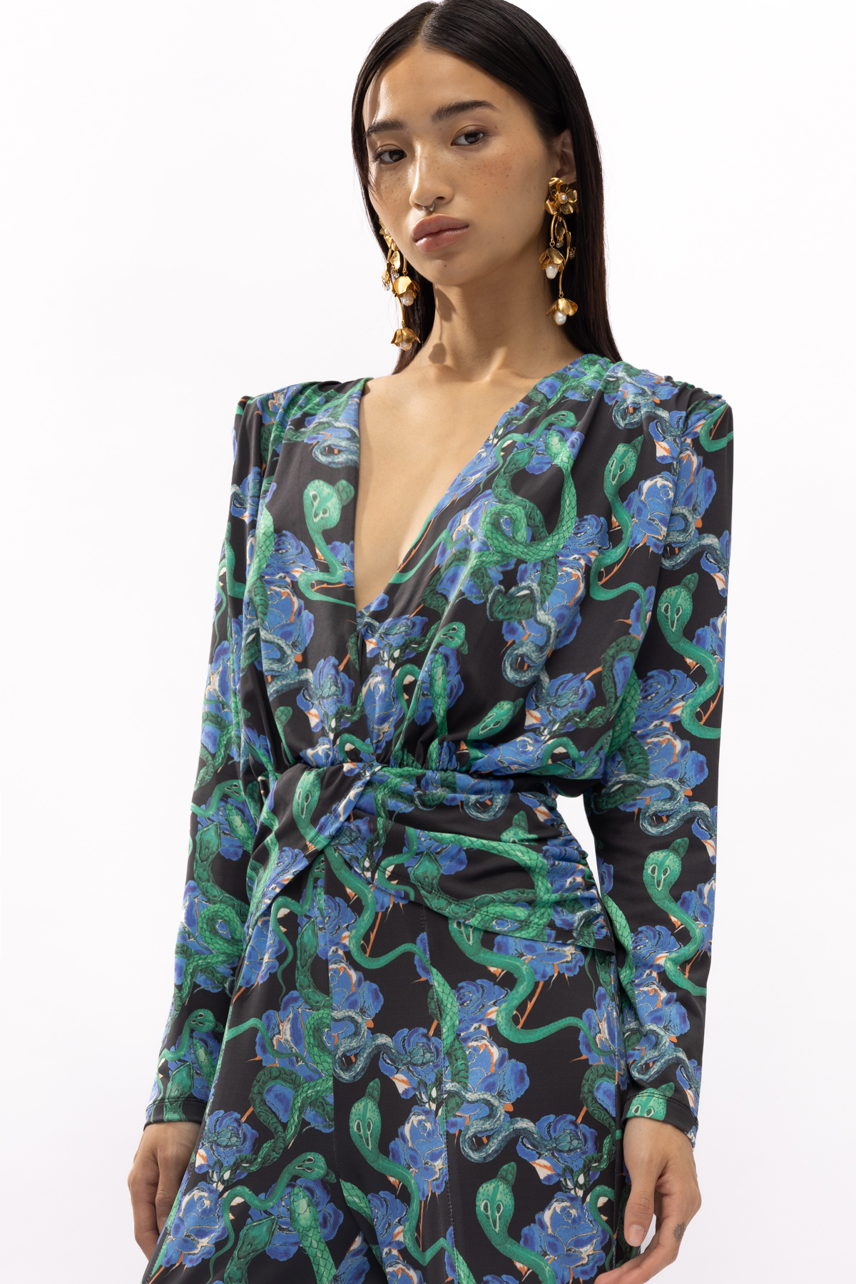 Mallory the Label Chaos blue snakeskin jumpsuit