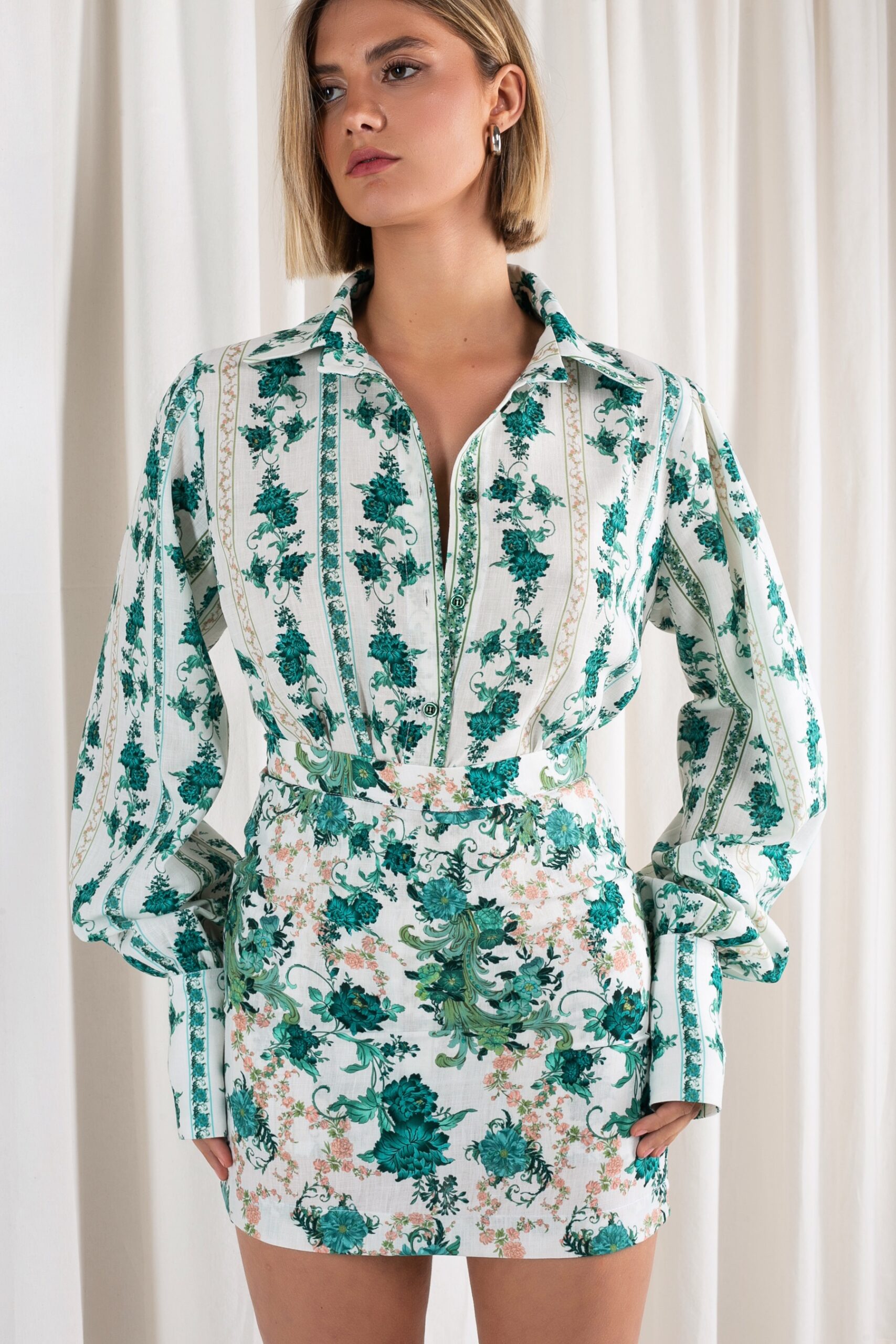 Ciel Concept Emerald floral linen shirt