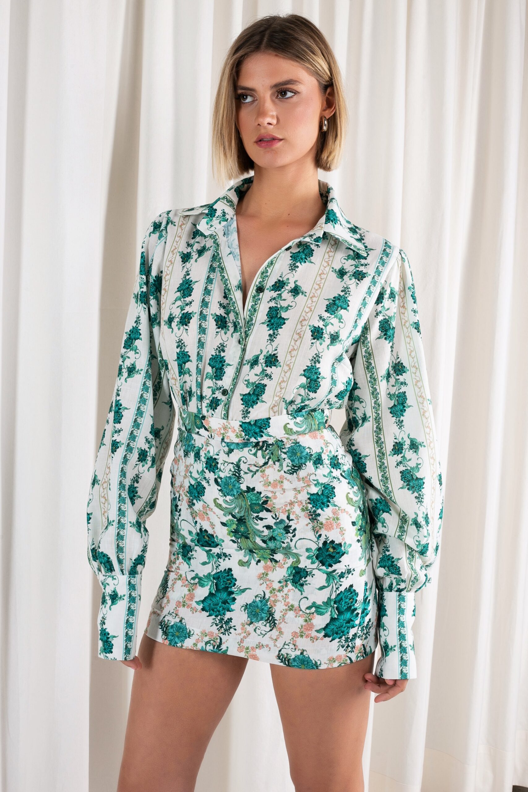 Ciel Concept Emerald linen floral skirt