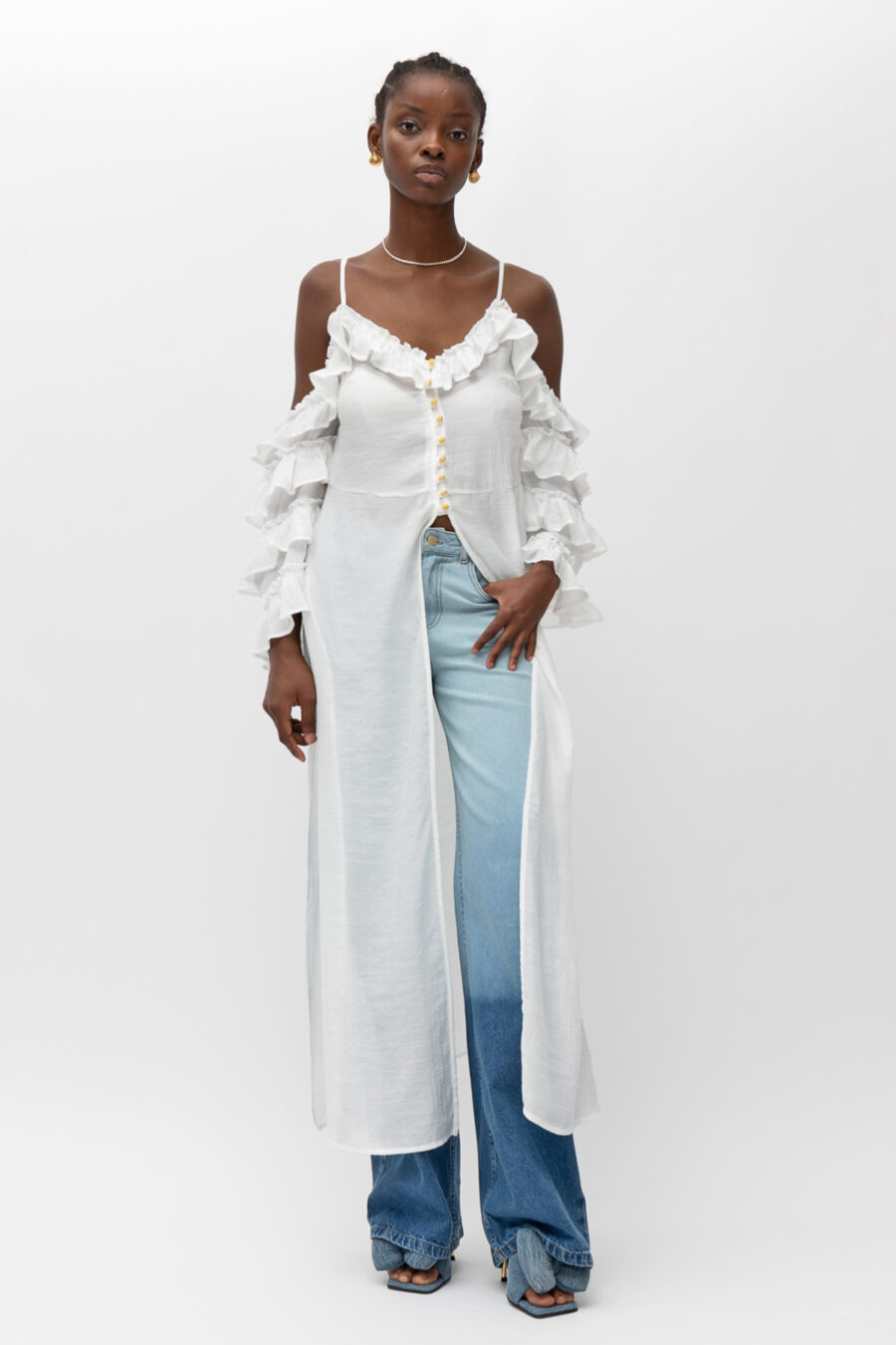 Mallory the label Vivo white cardigan