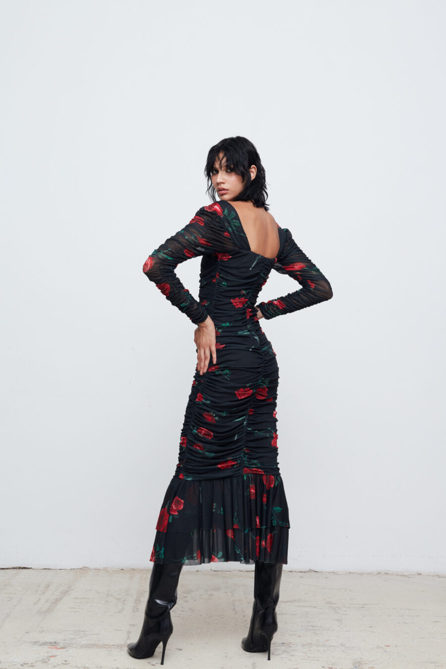 Mix & Match Silvia dress black/red peonies