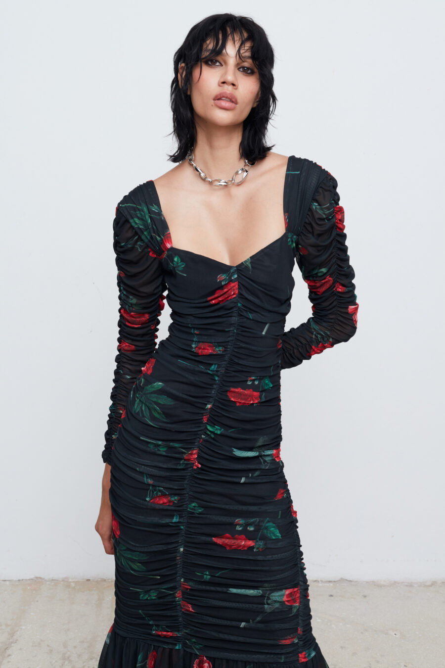 Mix & Match Silvia dress black/red peonies